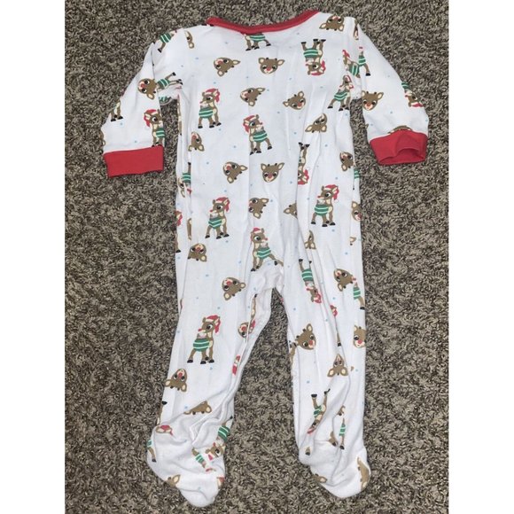 infants unisex rudolf pajama sleeper size 9 months - Picture 2 of 2